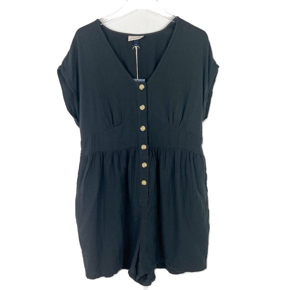 Universal Thread Navy Button-Front Romper - Picture 2 of 12